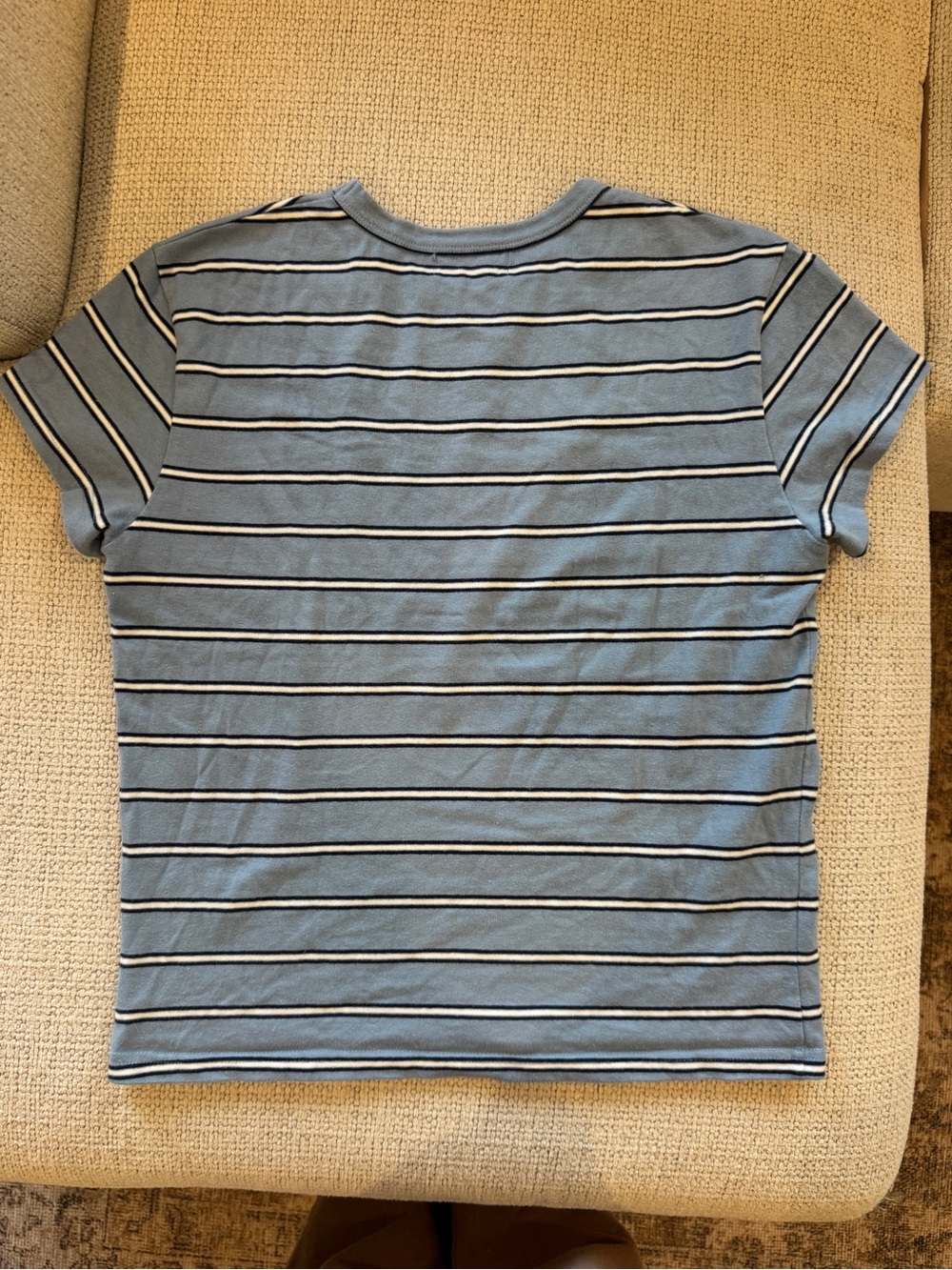 PARKE x Maggie & Emma Striped T-Shirt Blue White Baby Tee Womens Size M - Picture 3 of 7
